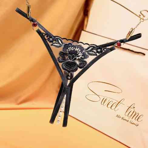 Трусики с жемчугом эротические синие 