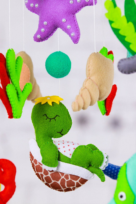 Дитячий музичний мобіль на ліжечко для немовлят WooolyWool «Морські мешканці» з 35 мелодіями (М008) Київ - фото 2