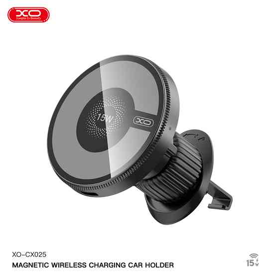 Тримач телефону автомобільний XO з бездротовою зарядкою CX025 Magnetic Car Air Vent 15W чорний Львів