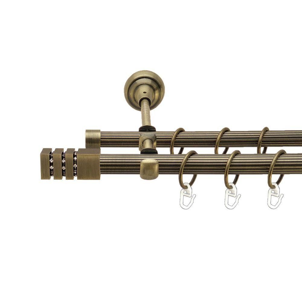 Карниз Orvit Ацтека металевий дворядний відкритий рифлена труба кільце металеве Антик 19\16 мм 300 см (00-00017322) Львів - фото 1