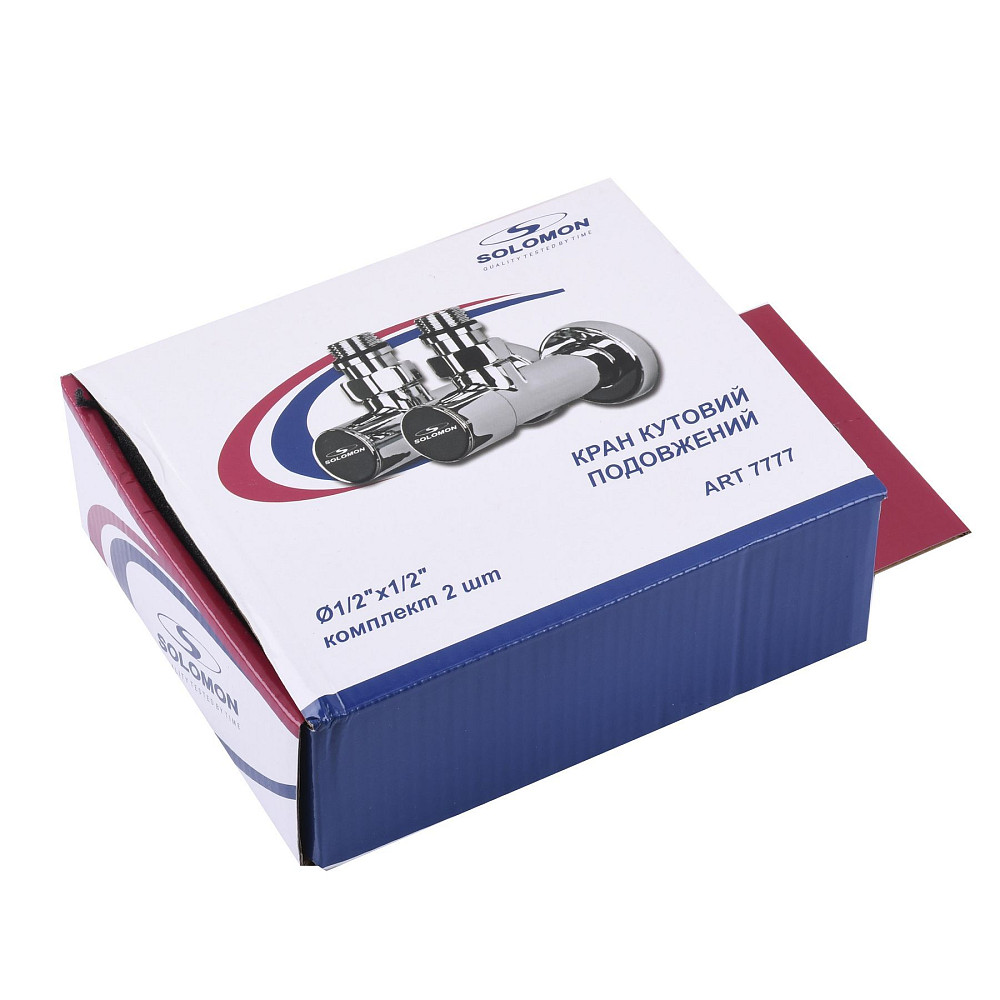 Кран вентильний кутовий з американкою SOLOMON LUX 1/2″ CHROM 7777 (2шт. КОМПЛЕК )   (1уп) Тернопіль - фото 4