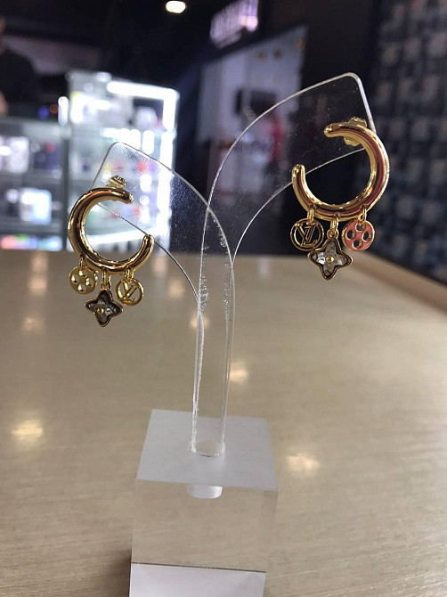 Брендові сережки Луї Віттон/Louis Vuitton, позолота Одеса - фото 1