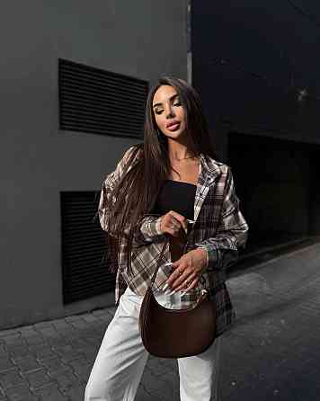 Жіноча повсякденна сорочка в клітинку турецька фланель Беж Одеса