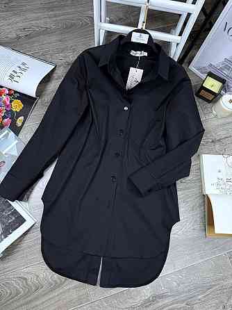 Жіноча базова подовжена сорочка з ґудзиками по спині турецький котон Чорний, 42/44 Одеса