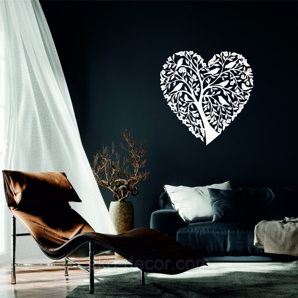 Декоративное настенное 3D Панно «Птицы Сердце» Декор на стену с объемом 70*68 см, Белый Киев - изображение 1