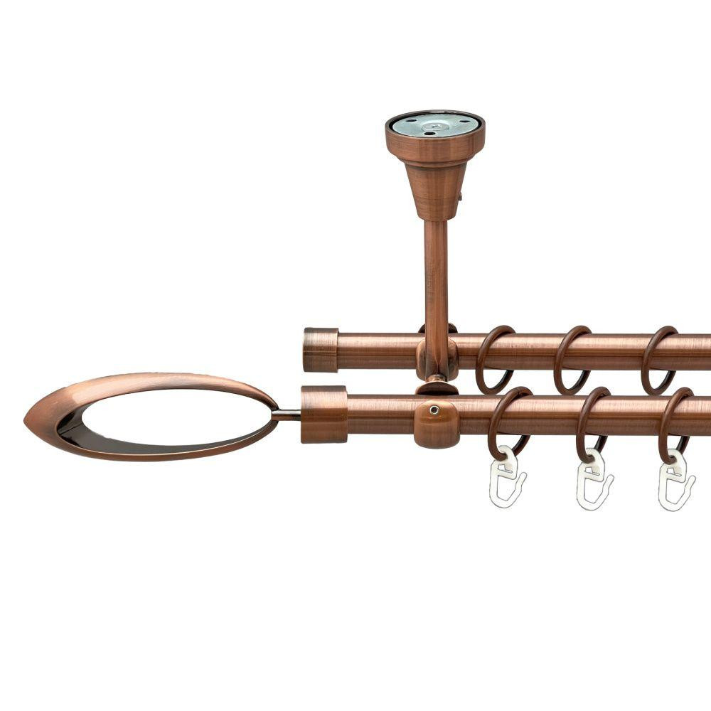 Карниз Orvit Венеція металевий дворядний відкритий до стелі гладка труба кільце металеве Мідь 16\16 мм 160 см (00-00020065) Львів - фото 1