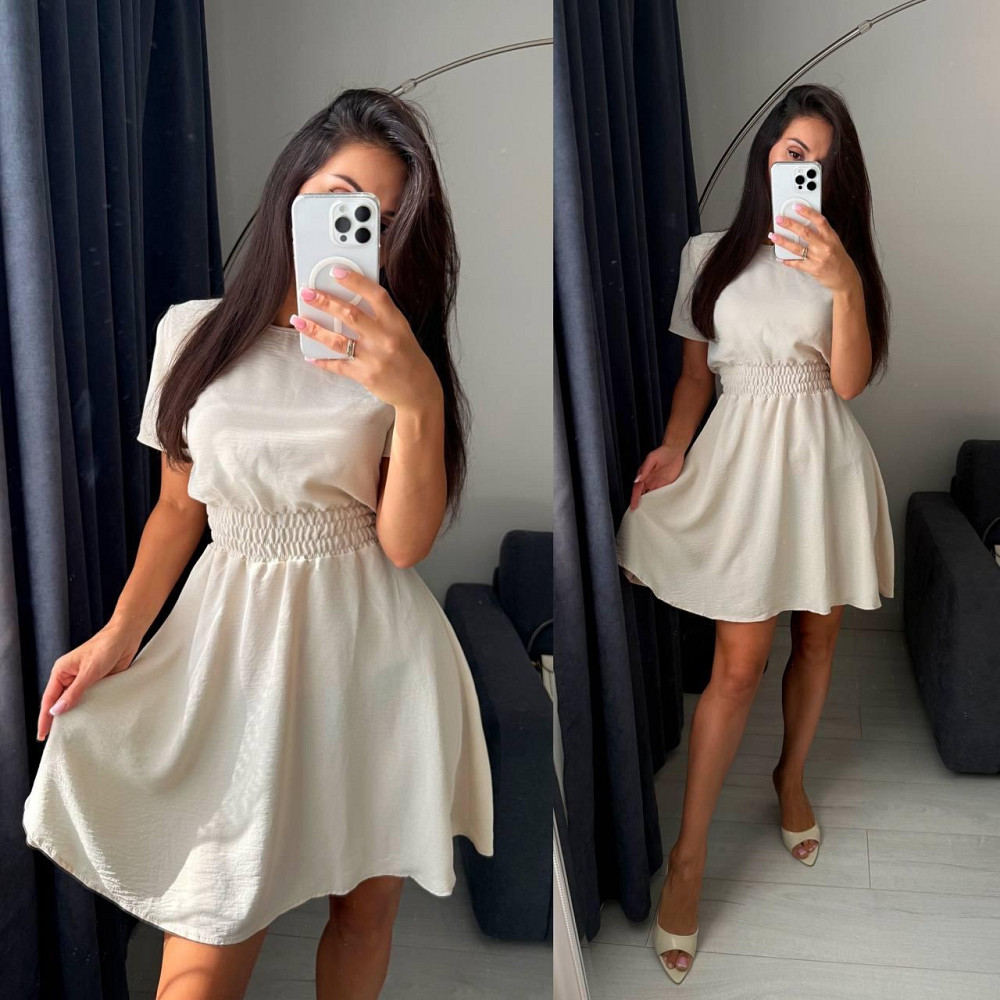 Жіноче легке приталене базове плаття креп жатка Молочний, 50/52 Одеса - фото 1