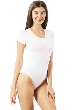 Боди с коротким рукавом глубокий вырез Ozkan 0601 Белый, XXL Киев