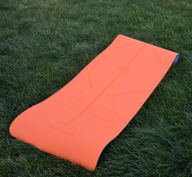 Коврик для йоги та фітнесу U-POWEX TPE Yoga mat Orange/Blue (183х61х0.6) Кам'янське - фото 8