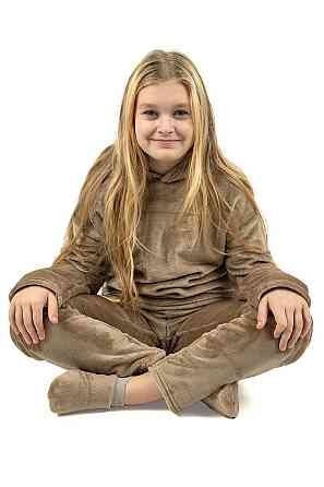 Пижама подростковая,  теплая, кофейная велсофт, топ Киев