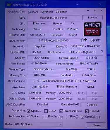 Відеокарта RX580 8Gb. Sapphire Nitro + ігрова відеокарта. Київ