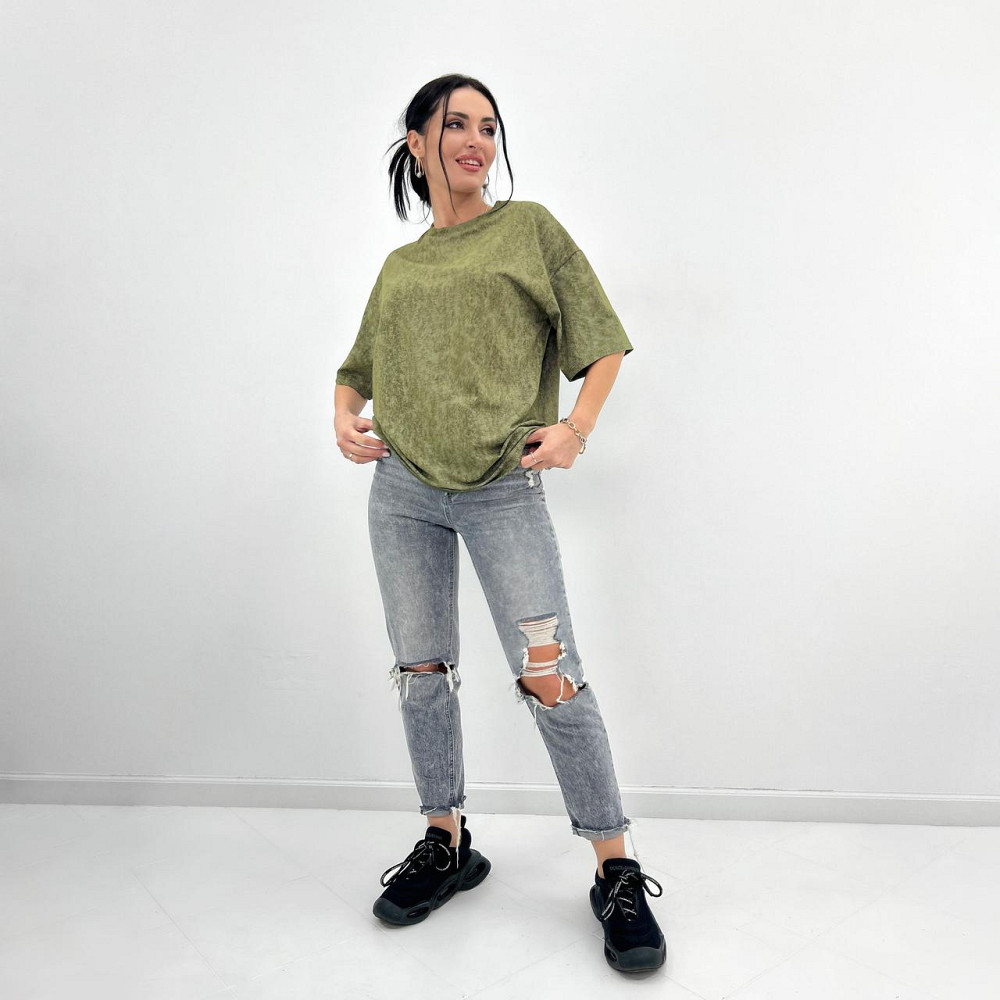 Базова футболка тай-дай "Simple" (Турція) оптом | Батал Хакі, 50-52 Київ - фото 2