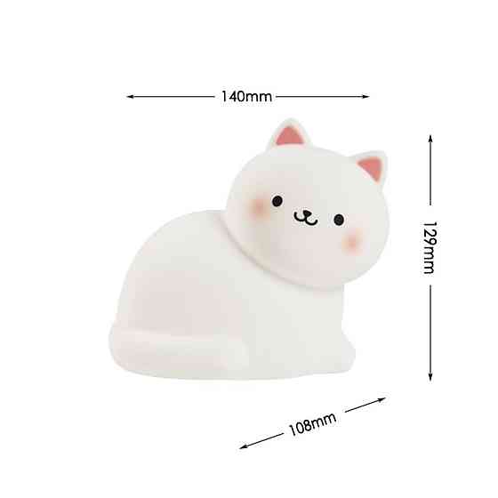 Нічник дитячий силіконовий сенсорний Біле кошеня VALESO A068 для спальні акумуляторний Коломия