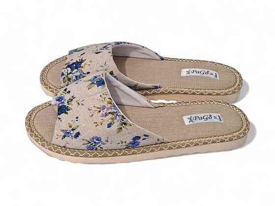 Тапочки женские открытые домашние натуральный лен 36 Одесса