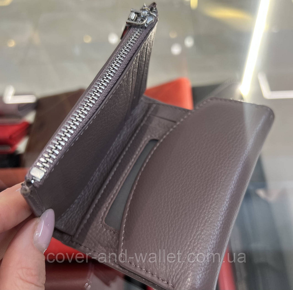 Темно-розовый женский кошелек маленького размера из натуральной кожи на магните Helen Verde Киев - изображение 19