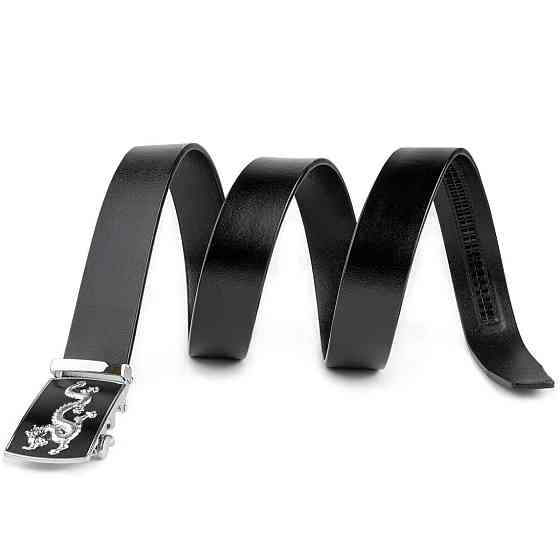 Ремінь чоловічий сріблястий дракон Чорний (Vintage) Київ