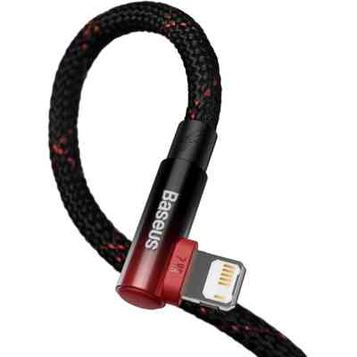 Дата кабель USB 2.0 AM to Lightning 1.0m 2.4A 90° corner black/red Baseus (CAVP000020) Винница