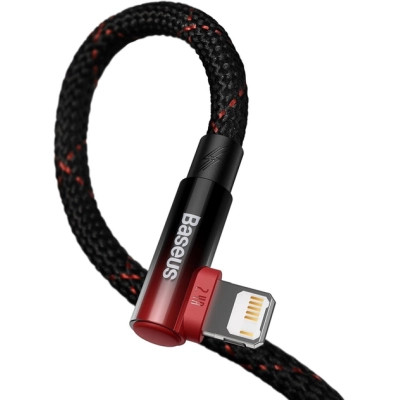 Дата кабель USB 2.0 AM to Lightning 1.0m 2.4A 90° corner black/red Baseus (CAVP000020) Вінниця - фото 4
