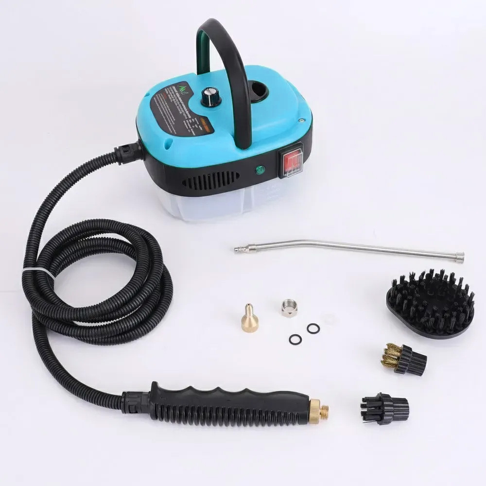 Портативный пароочиститель для дома, 2500Вт, 900мл + 4 насадки, Голубой / Парогенератор для уборки / Паровой очиститель Киев - изображение 9