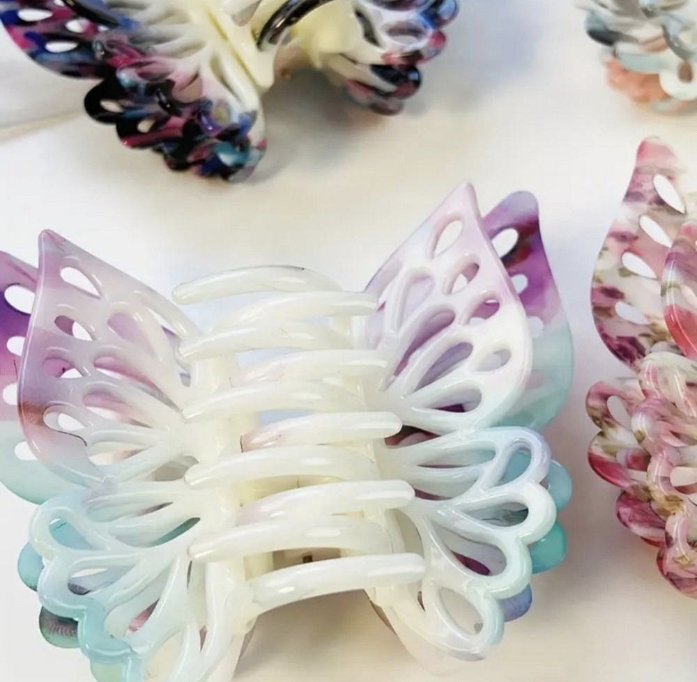 Заколка-крабік метелик з подвійними ажурними крильцями Смела - изображение 4