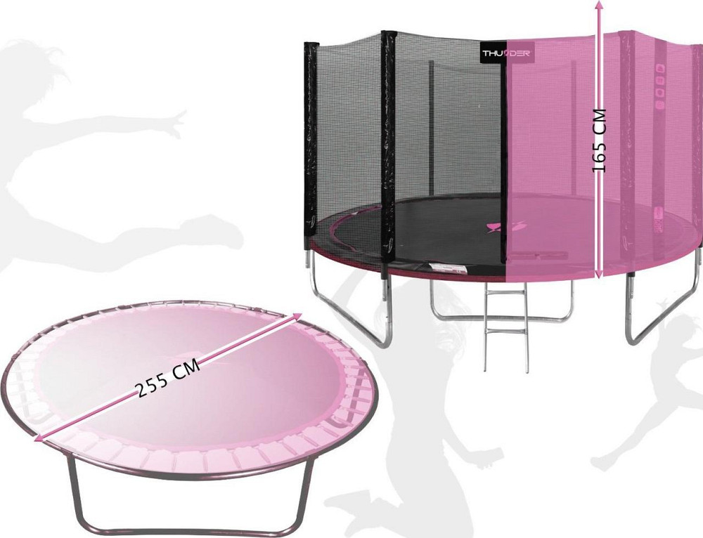 Батут THUNDER OUTSIDE PRO з зовнішньою сіткою 8 футів 244 см чорно-рожевий Київ - фото 2