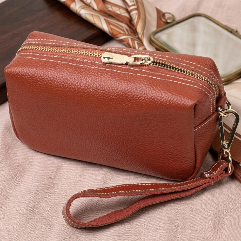 Оригінальна жіноча сумка з двома ременями з натуральної шкіри Vintage 22273 Коричневий Київ - фото 14