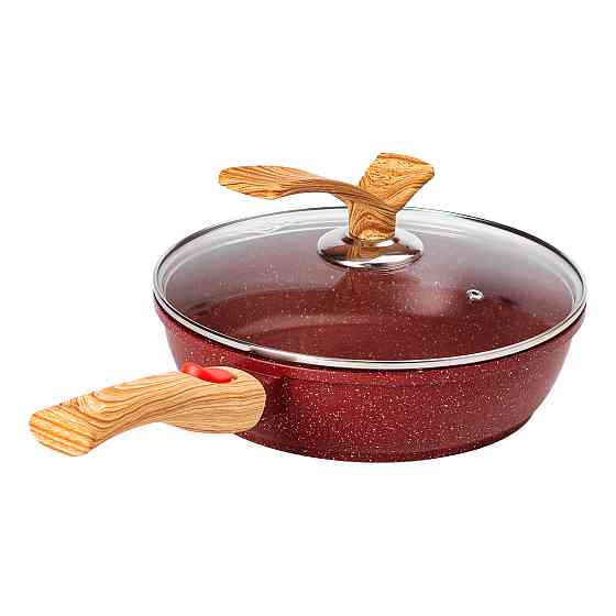 Алюмінієва глибока сковорода (2,4 л) зі скляною кришкою Ø 24 см Червоний MGC HP-4-463R Коломия