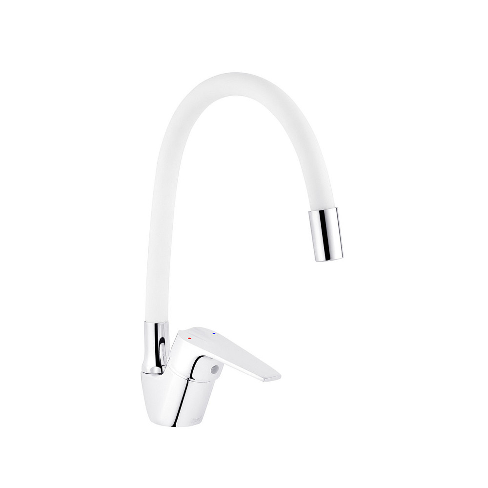 Змішувач для кухні  з гнучким виливом Kroner KRM Odra - C032WHI хром/білий Київ - фото 1