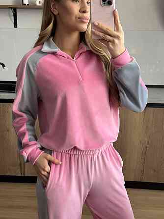 Женский стильный повседневный костюм двойка из велюра Одесса