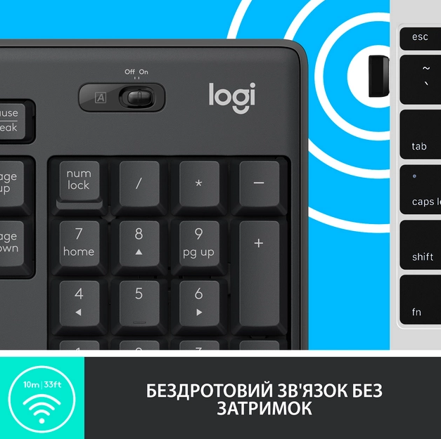 IT набір Logitech MK295 Silent Wireless Combo, US, Graphite (920-009800) (6836269) Киев - изображение 7