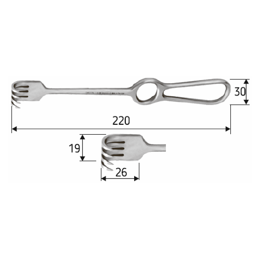 Ретрактор гострий 22 cм, чотири-зубий, J-19-148 Дніпро - фото 2