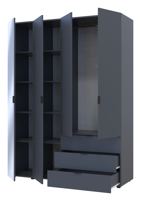 Комплект шкафов для одежды Doros Гелар (2 шт.) 155х49,5х203,4 см Зеркало/Графит (DRS-011135) Днепр - изображение 4