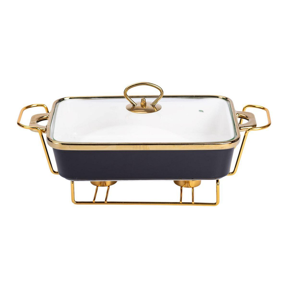 Фарфоровий мармит з кришкою на підставці 1.5 л Чорний Київ - фото 1