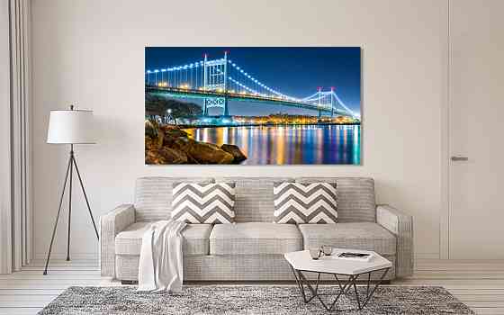 Картина полотно у вітальню / спальню  Міст в ночі    MLP_375 ( 60х30см ) 80x120 см Київ