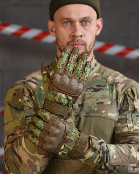 Тактичні Рукавички чоловічі з накладками захист рук мультикам Одеса - фото 5