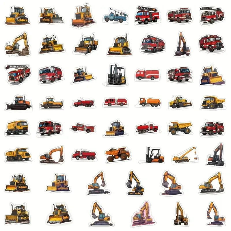 Набор стикеров «Транспорт и спецтехника» – 52 штуки, водостойкие ПВХ наклейки Киев - изображение 4