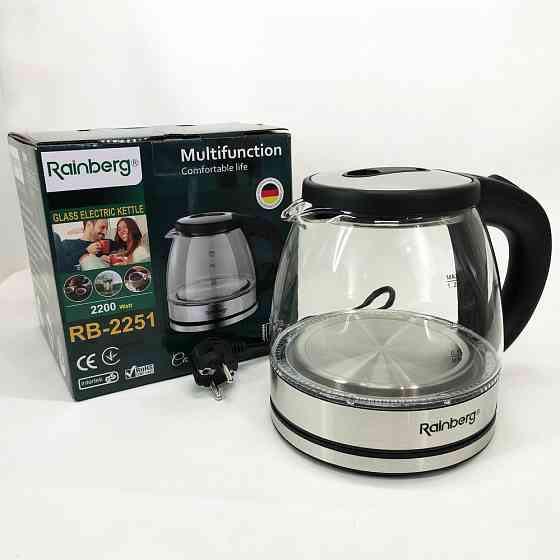 Чайник красивый электрический Rainberg RB-2251 - 1л, Чайник электрический с индикатором температуры QM-41 Львов