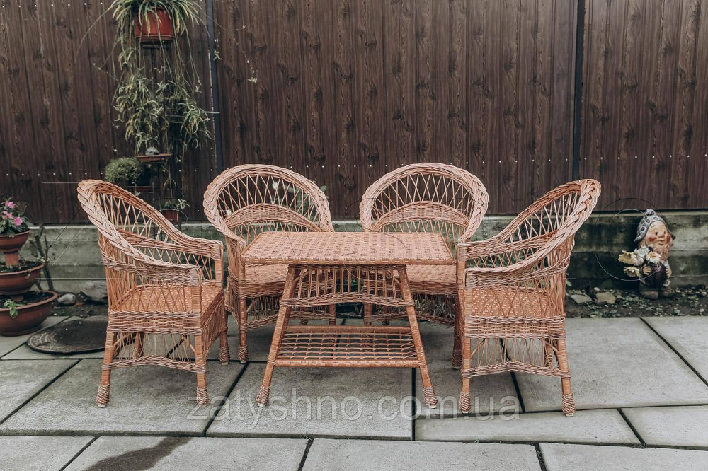 Крісла та стіл плетені з лози | крісла плетені із лози  | плетені столики крісла Київ - фото 2