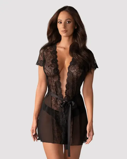 Пеньюар Obsessive Alluria peignoir & thong L/XL Львов - изображение 1