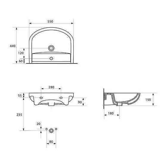 Умывальник мебельный Cersanit ARTECO 55 (UA) (000009414) Киев