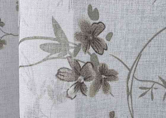 Тюль батист, колекція «Flora» колір білий з коричневим принтом 1532т Київ