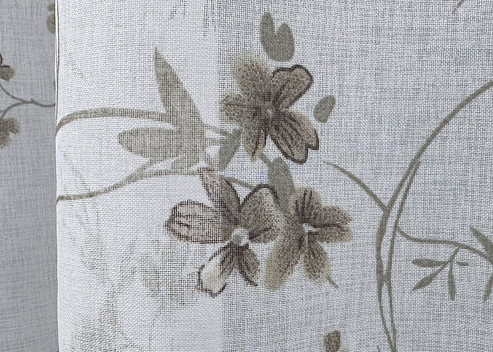 Тюль батист, колекція «Flora» колір білий з коричневим принтом 1532т Київ - фото 3