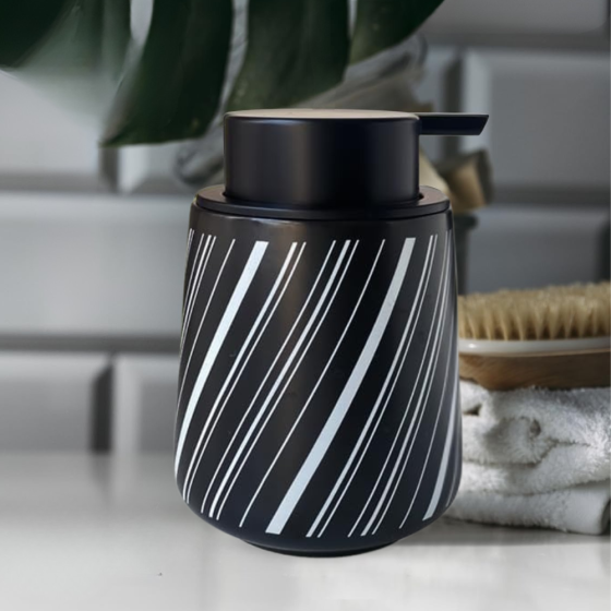 Диспенсер-дозатор для мила керамічний для ванної та кухні 350 мл, для рідкого мила та миючого засобу, чорний Кам'янець-Подільський