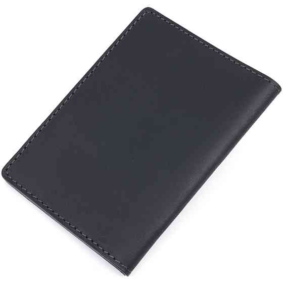 Стильна обкладинка на військовий квиток у вінтажній шкірі Чорна (GRANDE PELLE) Київ