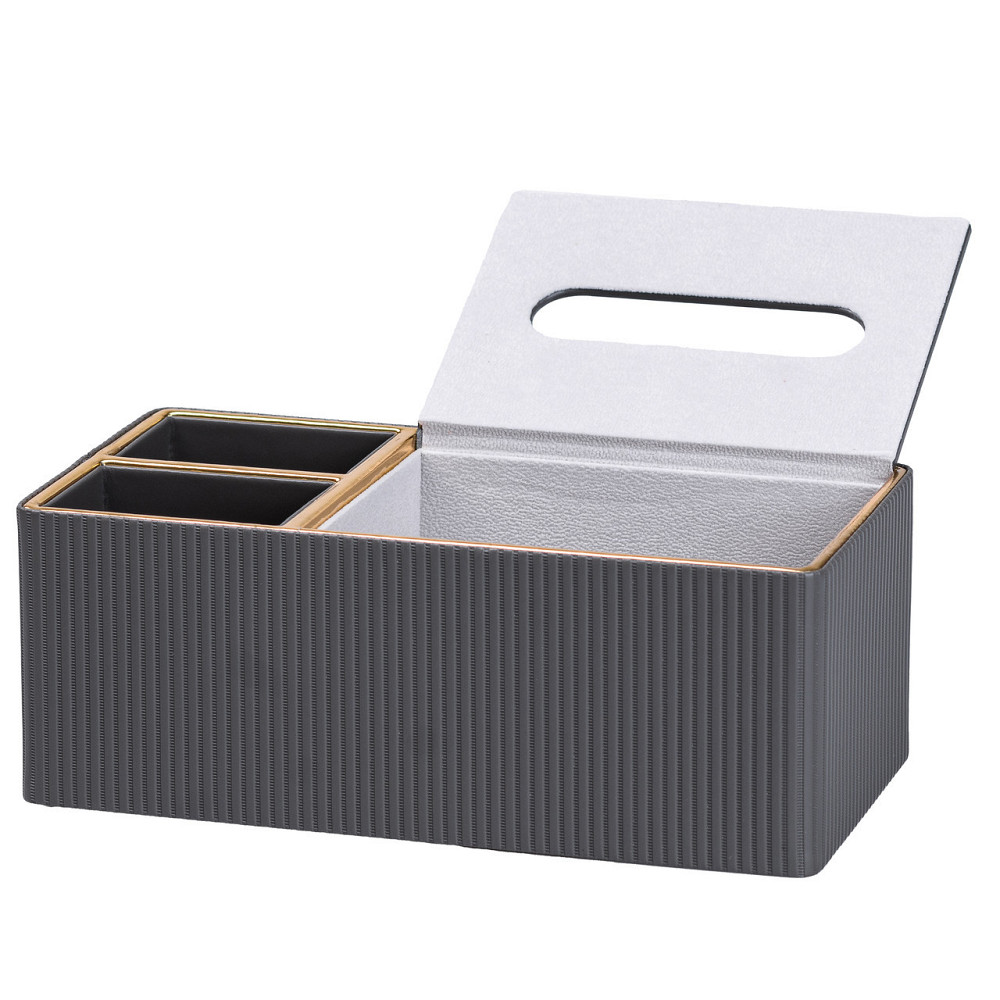 Салфетница из эко-кожи с 3 отделениями, серый цвет Киев - изображение 5