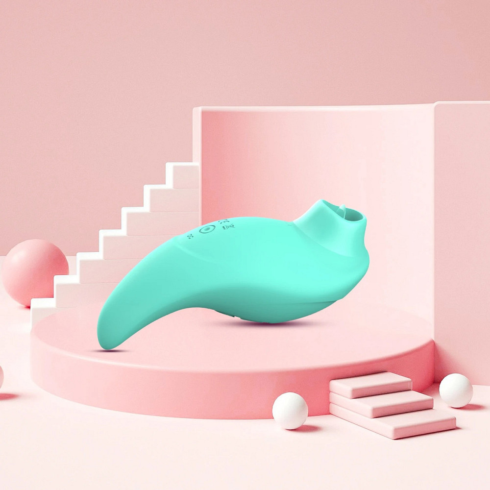 Вибратор с клиторальным стимулятором с язычком Every Night Toys Jen, зелёный, 10 режимов вибрации Sex Aura Киев - изображение 6