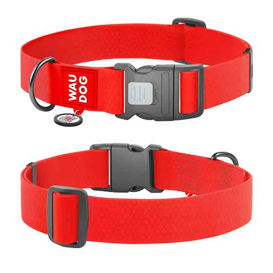 Ошейник для собак водостойкий WAUDOG Waterproof с QR паспортом, пластиковый фастекс, XXL, Ш 40 мм, Дл 46-70 см, красный Киев