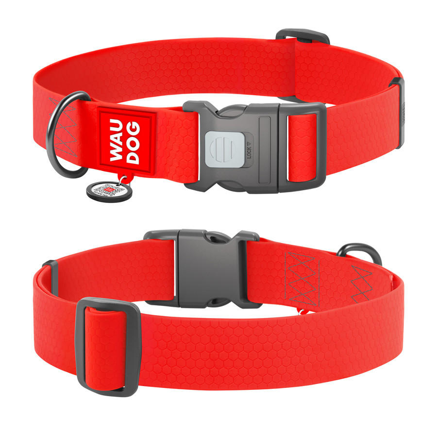 Ошейник для собак водостойкий WAUDOG Waterproof с QR паспортом, пластиковый фастекс, XXL, Ш 40 мм, Дл 46-70 см, красный Киев - изображение 2