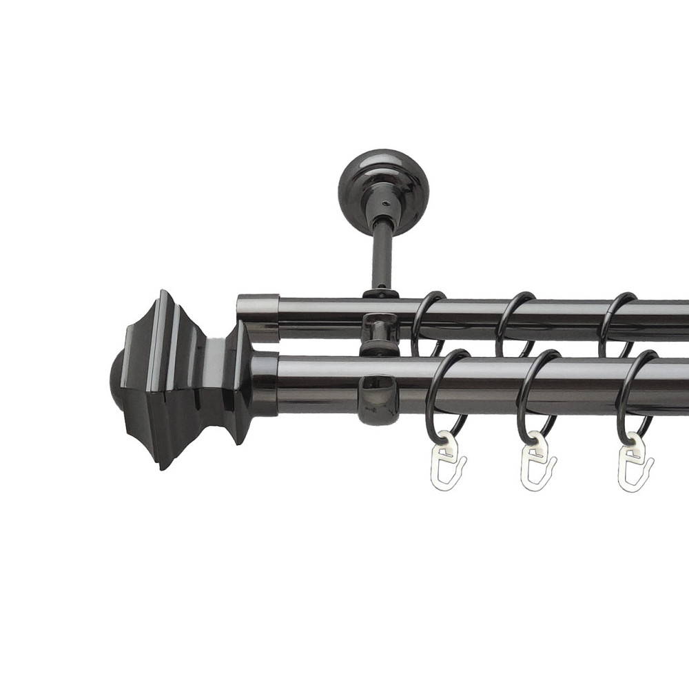 Карниз Orvit Борджеза металевий дворядний відкритий Онікс 25\19 мм 200 см (00-00012180) Львов - изображение 1