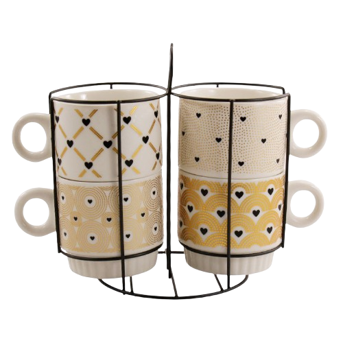 676-1  Набір  4 - пр.  фарф. чашок 250 мл на стійці, WHITE MIX, кол. кор. 6911100000 Житомир - фото 1